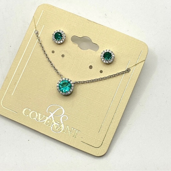 RS Covenant Cubic Zirconia Necklace & Earrings Set on Card - Picture 5 of 7